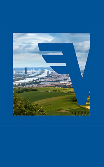 Ein blauer Hintergrund. Darauf zu sehen ist ein Bild der Stadt Wien mit Volksbank-Logo darauf.